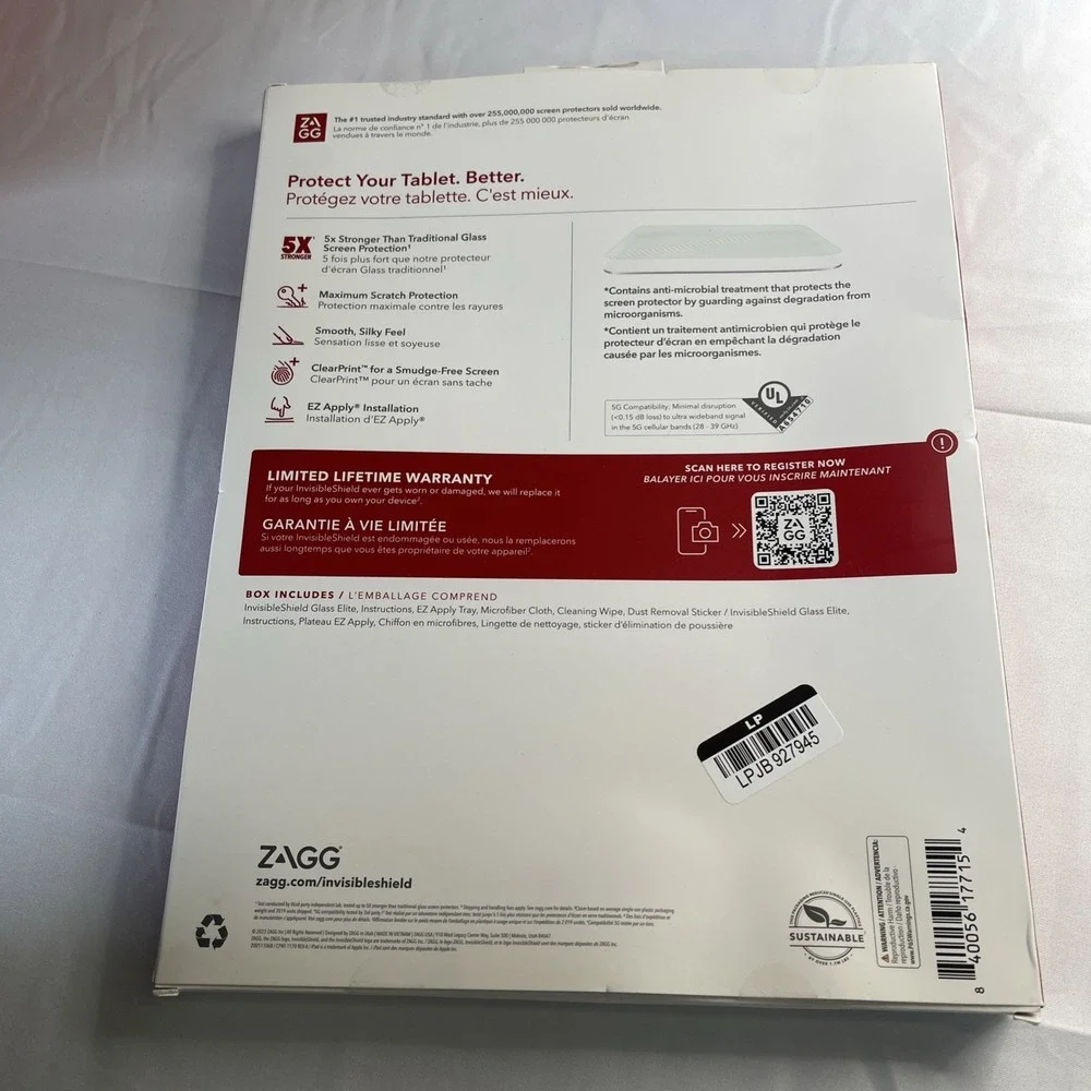 NEW SEALED ZAGG InvisibleShield Glass Elite Screen Protect iPad 10.2 7th-9th Gen
